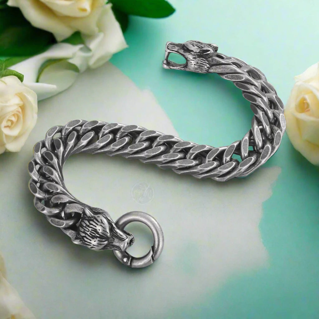 Punk Double Wolf Head Vintage Bracelet-Evani Naomi Jewelry