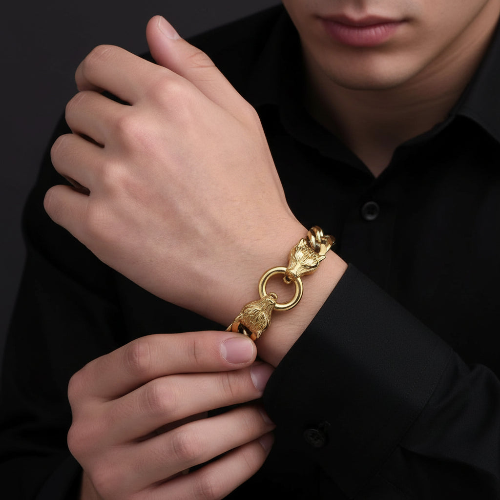 Punk Double Wolf Head Vintage Bracelet-Evani Jewelry
