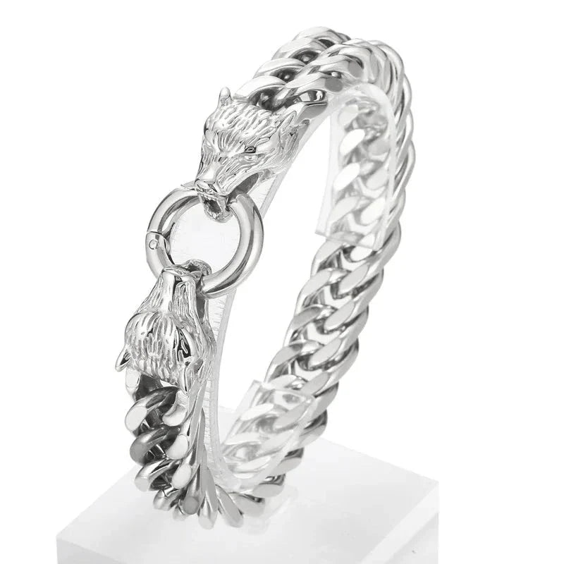Punk Double Wolf Head Vintage Bracelet-Evani Naomi Jewelry