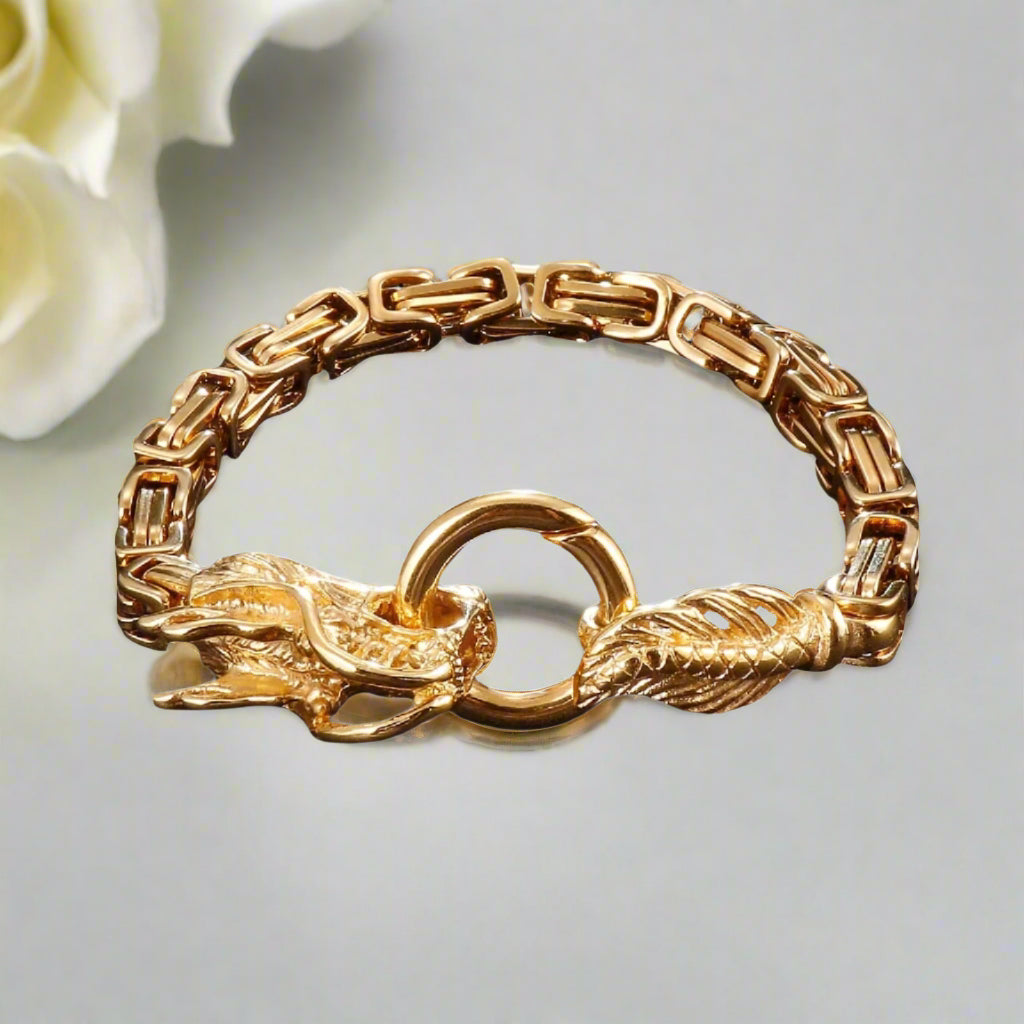 Punk Dragon Byzantine Double Link Chain Bracelet-Evani Naomi Jewelry