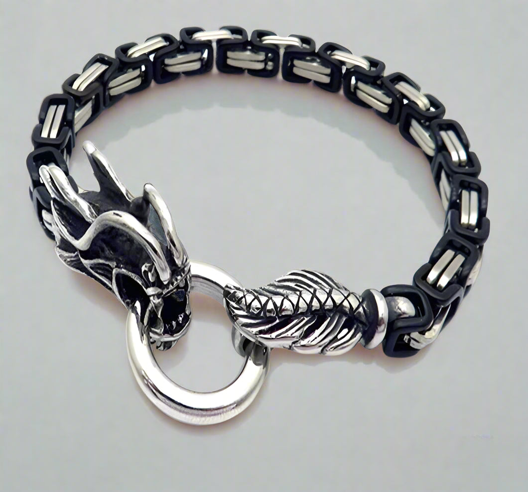 Punk Dragon Byzantine Double Link Chain Bracelet-Evani Naomi Jewelry