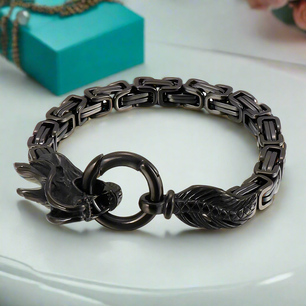 Punk Dragon Byzantine Double Link Chain Bracelet-Evani Naomi Jewelry