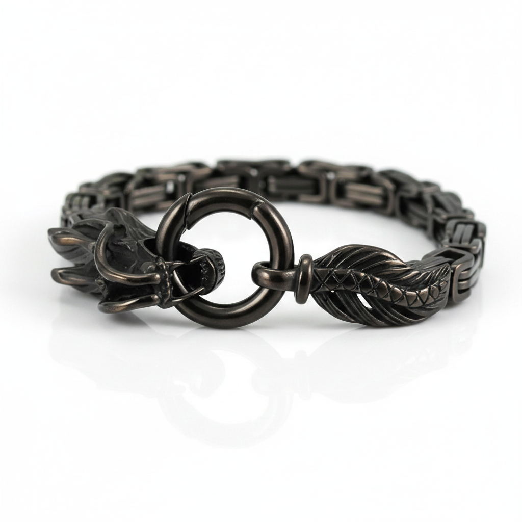 Punk Dragon Byzantine Double Link Chain Bracelet - Evani Naomi Jewelry