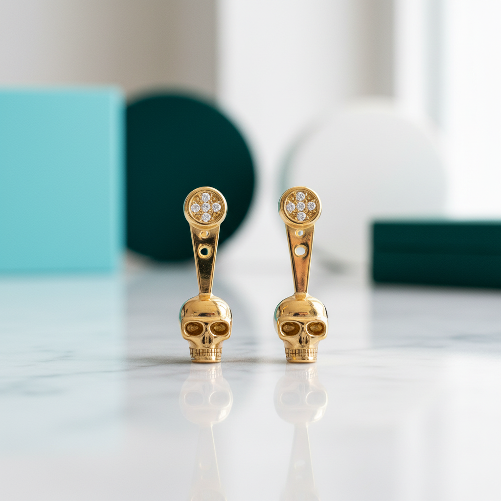 Punk Jackets Skull Ear Stud Earrings-Evani Jewelry