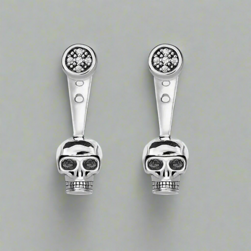 Punk Jackets Skull Ear Stud Earrings-Evani Naomi Jewelry