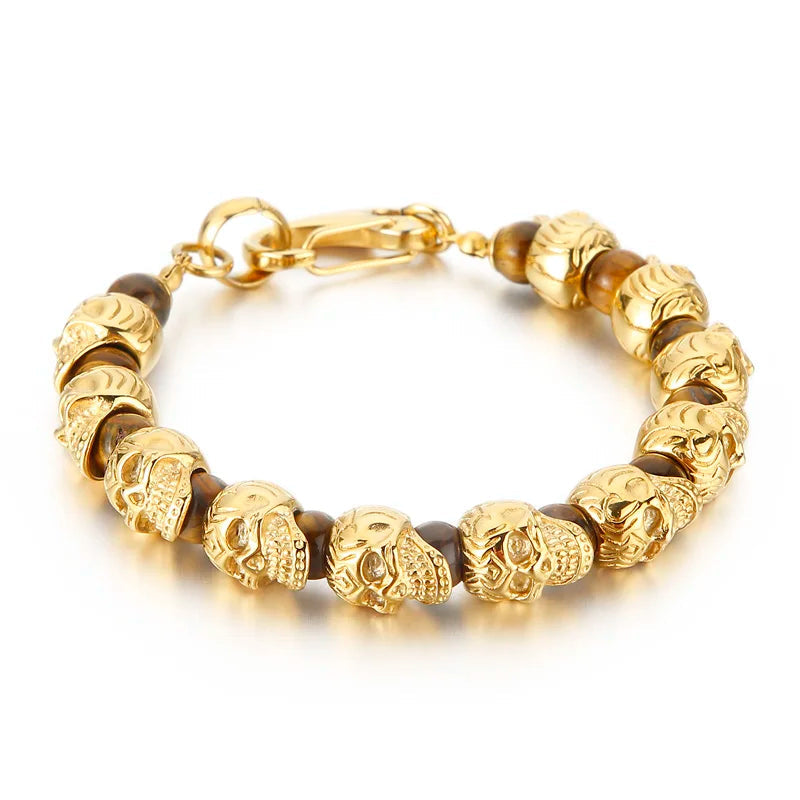 Punk Skull Beaded Gothic Bracelet-Evani Naomi Jewelry