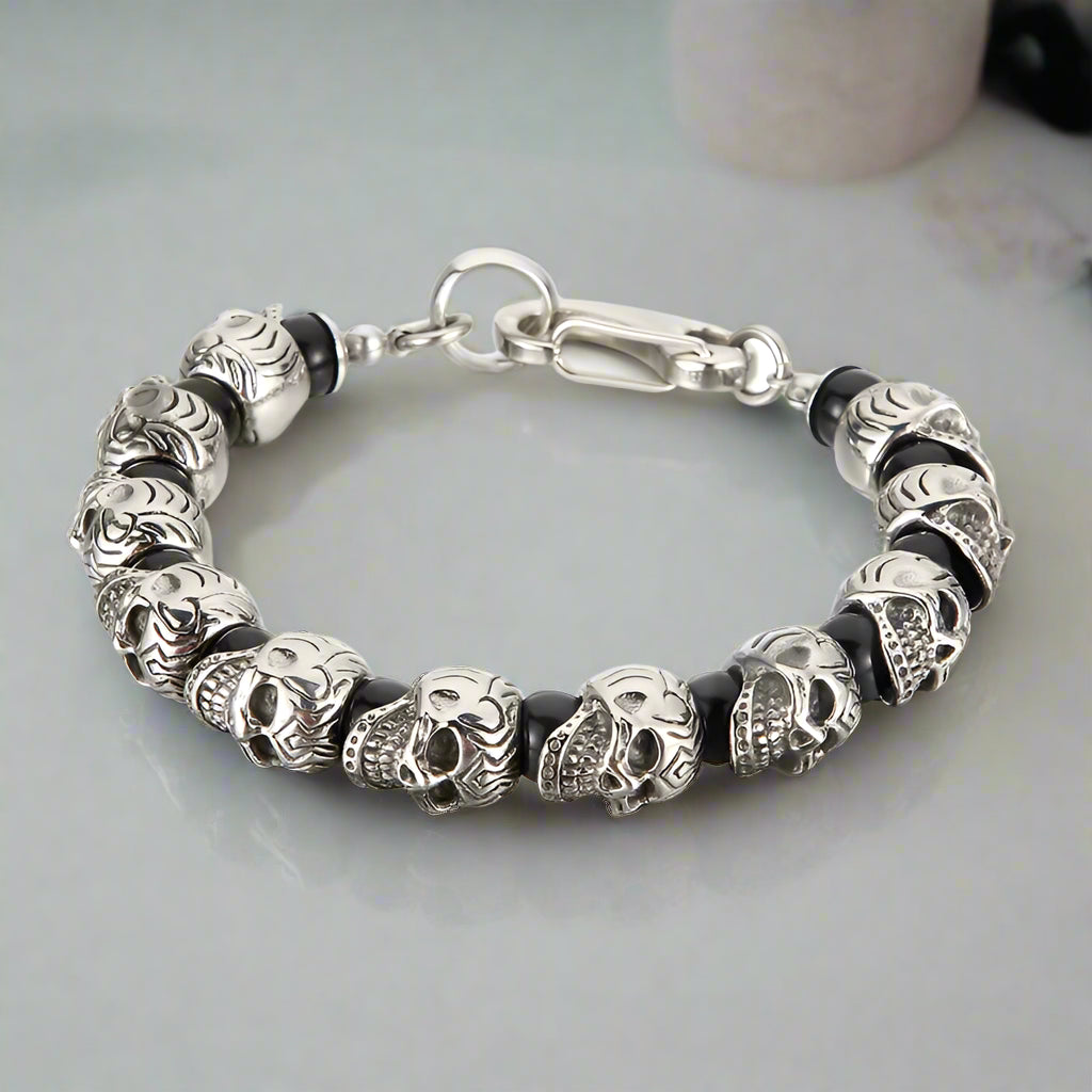 Punk Skull Beaded Gothic Bracelet-Evani Naomi Jewelry