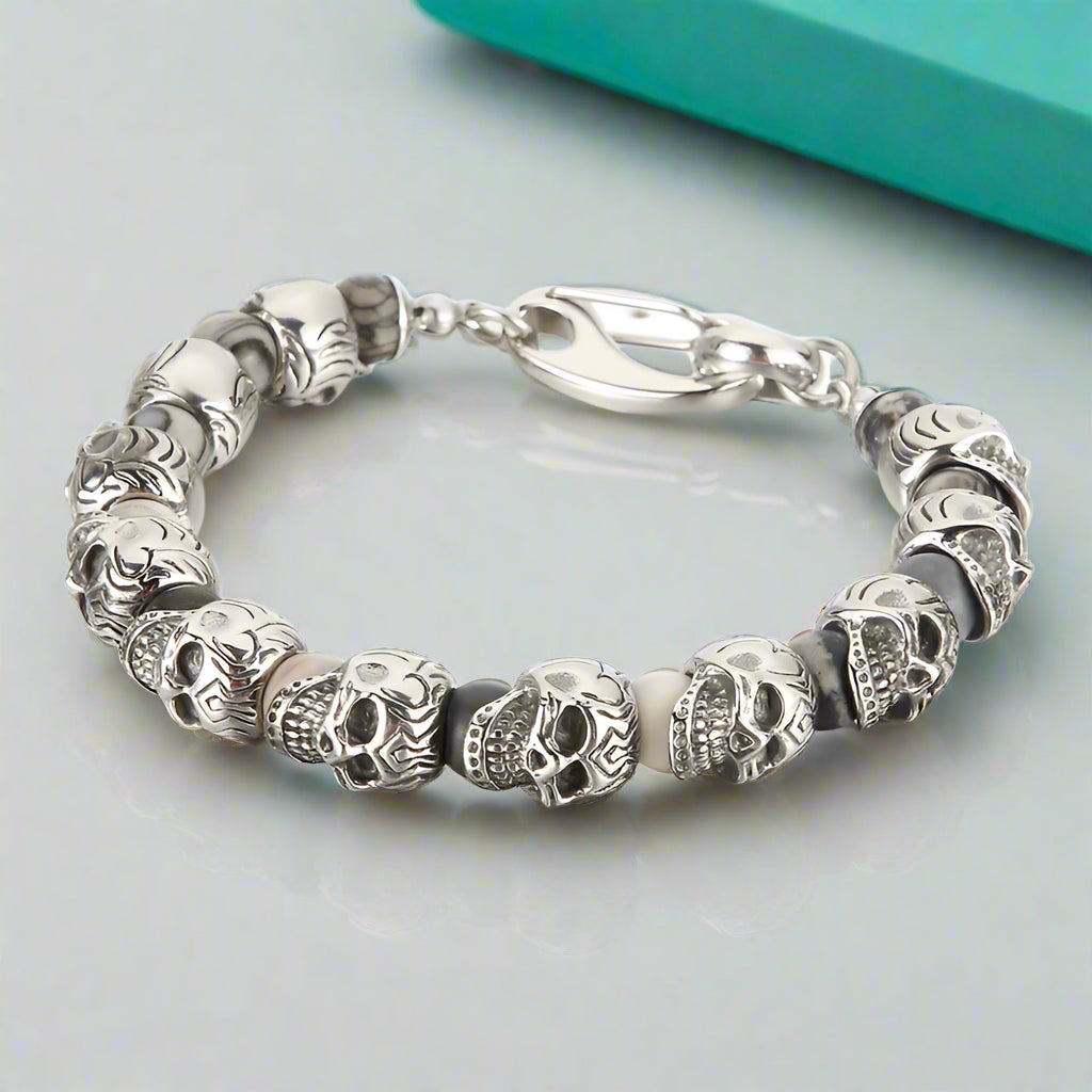 Punk Skull Beaded Gothic Bracelet-Evani Naomi Jewelry