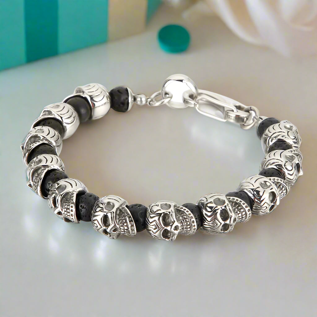 Punk Skull Beaded Gothic Bracelet-Evani Naomi Jewelry