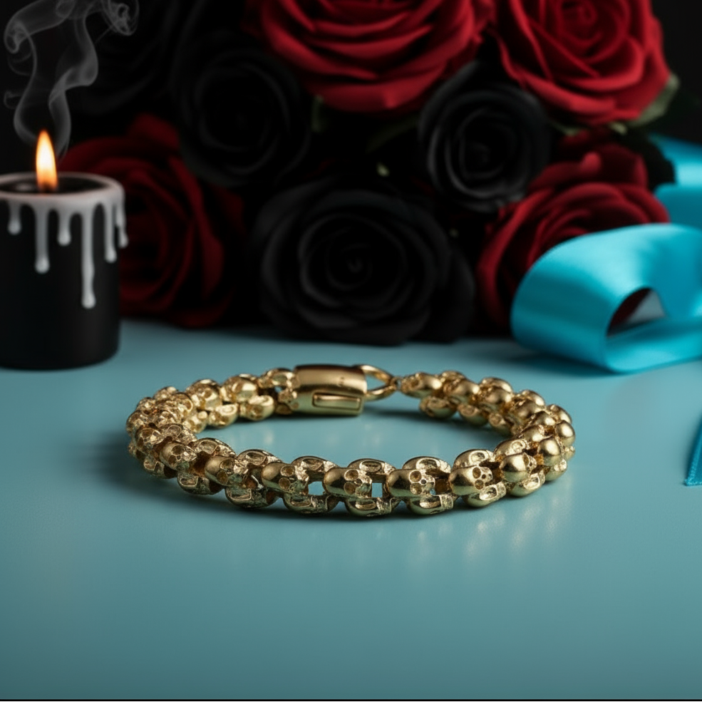 Punk Skull Link Chain Bracelet-Evani Jewelry
