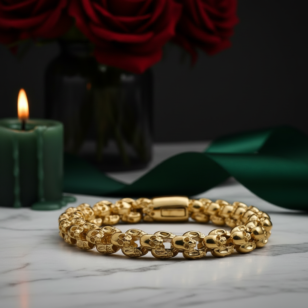 Punk Skull Link Chain Bracelet-Evani Jewelry