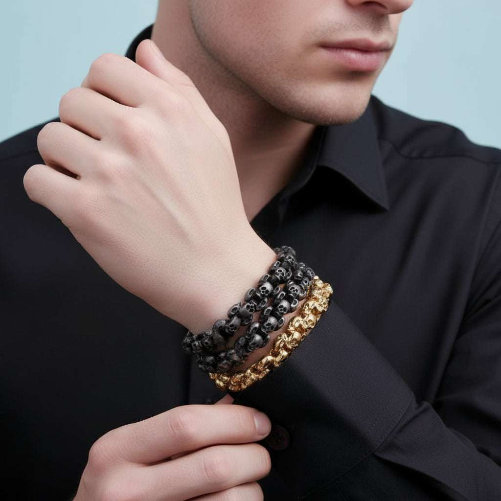 Punk Skull Link Chain Bracelet-Evani Jewelry