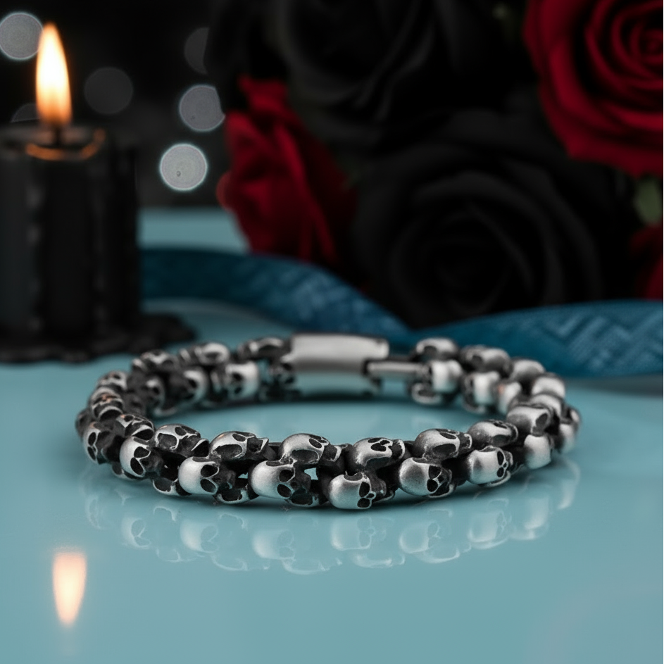 Punk Skull Link Chain Bracelet-Evani Naomi Jewelry