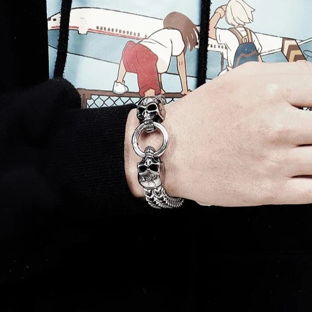 Punk Skull Mesh Chain Bracelet-Evani Naomi Jewelry