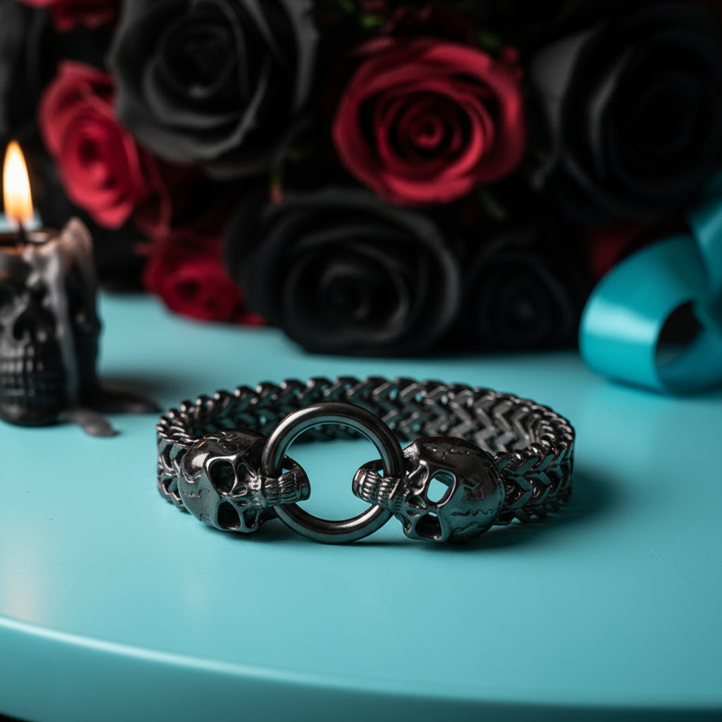 Punk Skull Mesh Chain Bracelet-Evani Naomi Jewelry