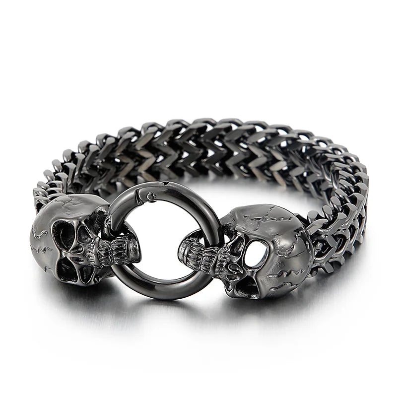Punk Skull Mesh Chain Bracelet-Evani Naomi Jewelry