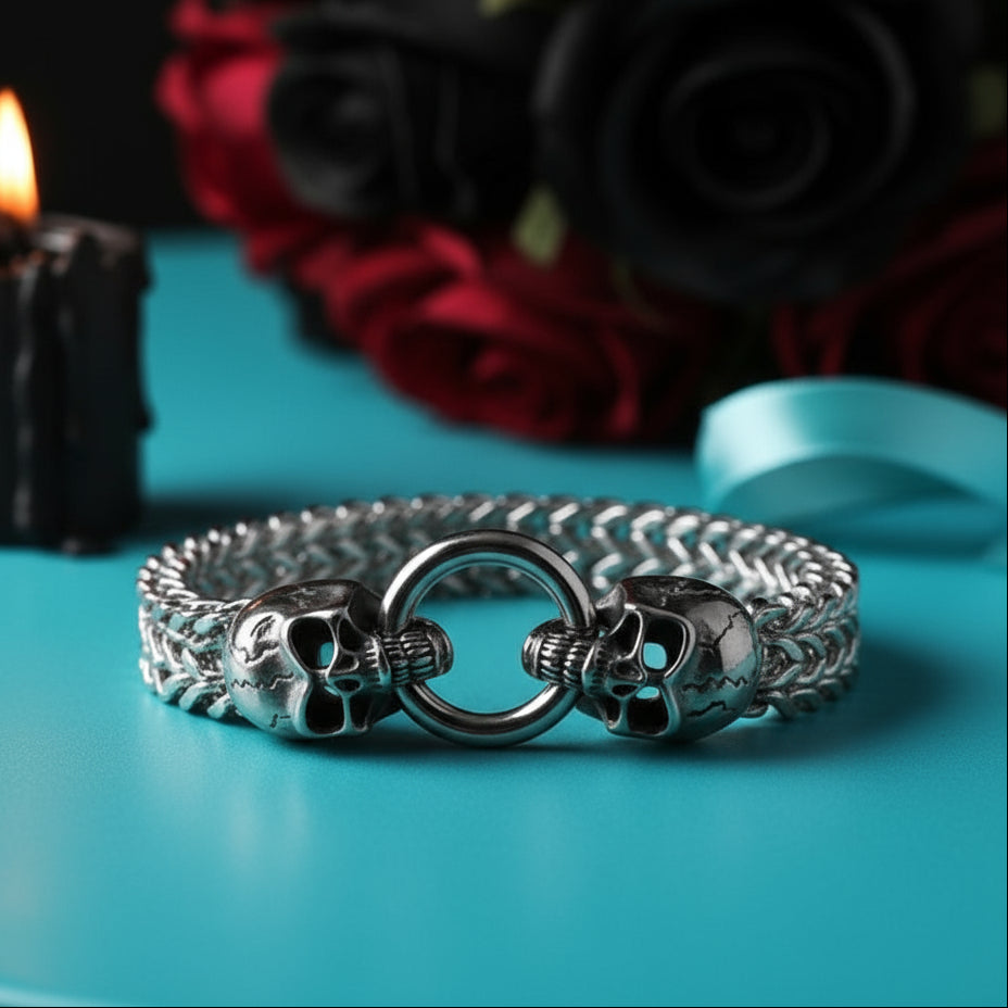 Punk Skull Mesh Chain Bracelet-Evani Naomi Jewelry