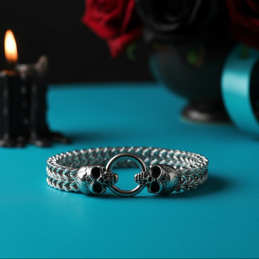 Punk Skull Mesh Chain Bracelet-Evani Naomi Jewelry