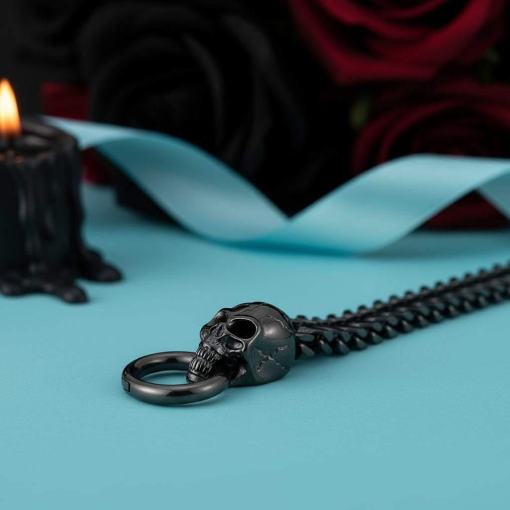 Punk Skull Mesh Chain Bracelet-Evani Naomi Jewelry