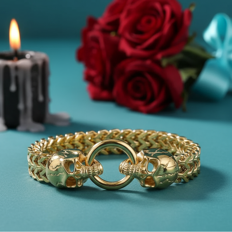 Punk Skull Mesh Chain Bracelet-Evani Naomi Jewelry