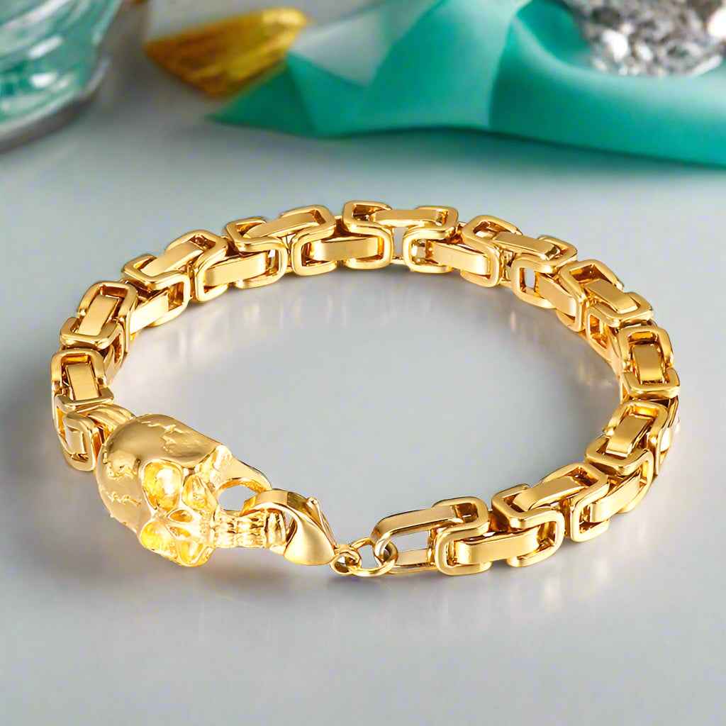 Punk Skull Skeleton Rolo Chain Bracelet-Evani Naomi Jewelry