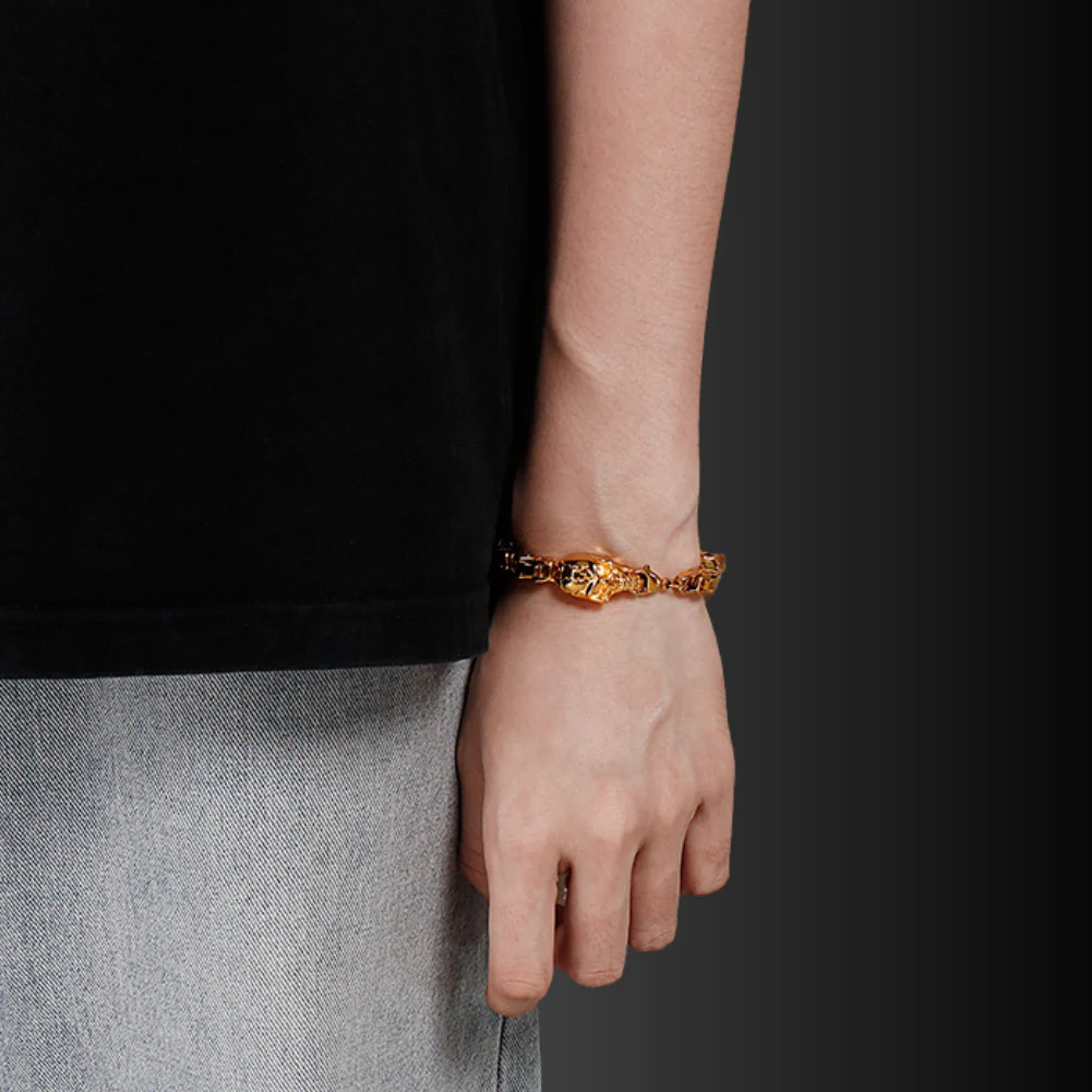 Punk Skull Skeleton Rolo Chain Bracelet-Evani Naomi Jewelry