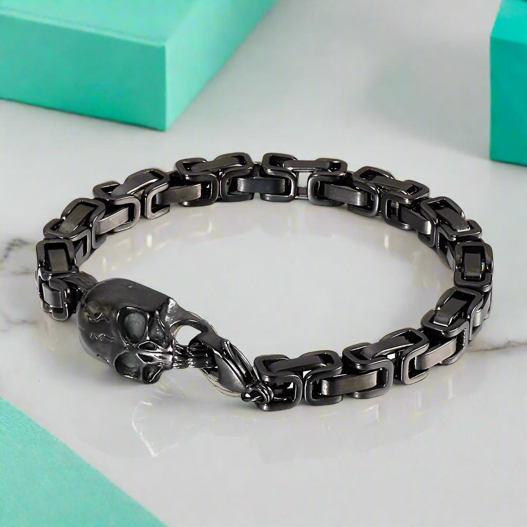 Punk Skull Skeleton Rolo Chain Bracelet-Evani Naomi Jewelry
