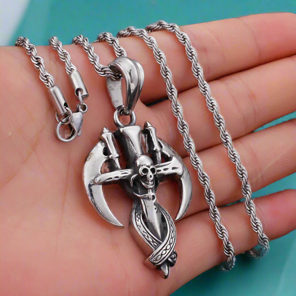 Punk Skull and Sickle Revenge Necklace-Evani Naomi Jewelry