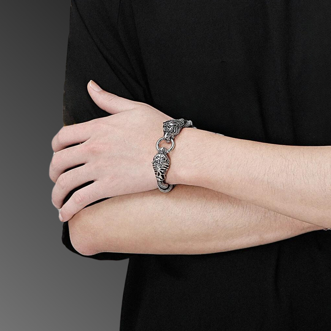 Punk Tiger and Dragon Twisted Chain Bracelet-Evani Jewelry