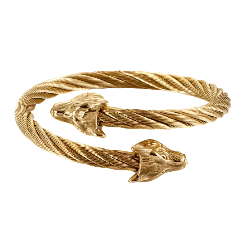 Punk Viking Wolf Wire Style Cuff Bracelet-Evani Naomi Jewelry