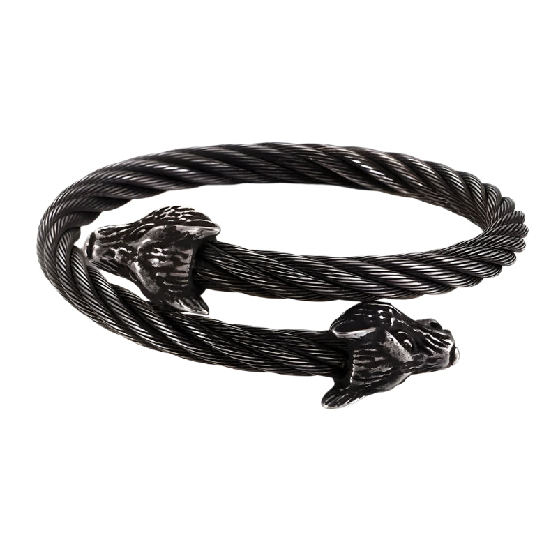 Punk Viking Wolf Wire Style Cuff Bracelet-Evani Naomi Jewelry