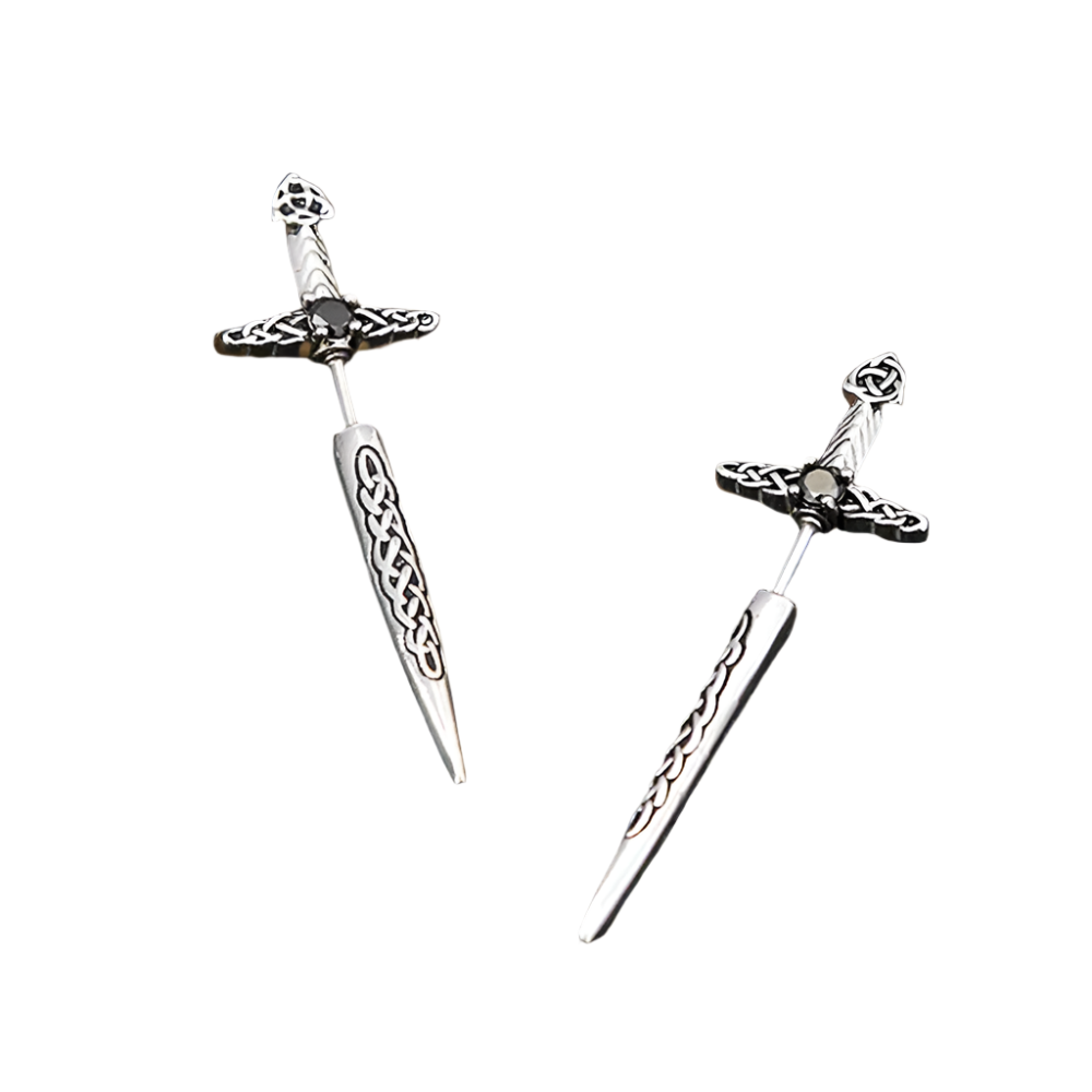 Punk Vintage Sword Celtic Knot Stud Earrings-Evani Naomi Jewelry