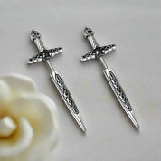 Punk Vintage Sword Celtic Knot Stud Earrings-Evani Naomi Jewelry