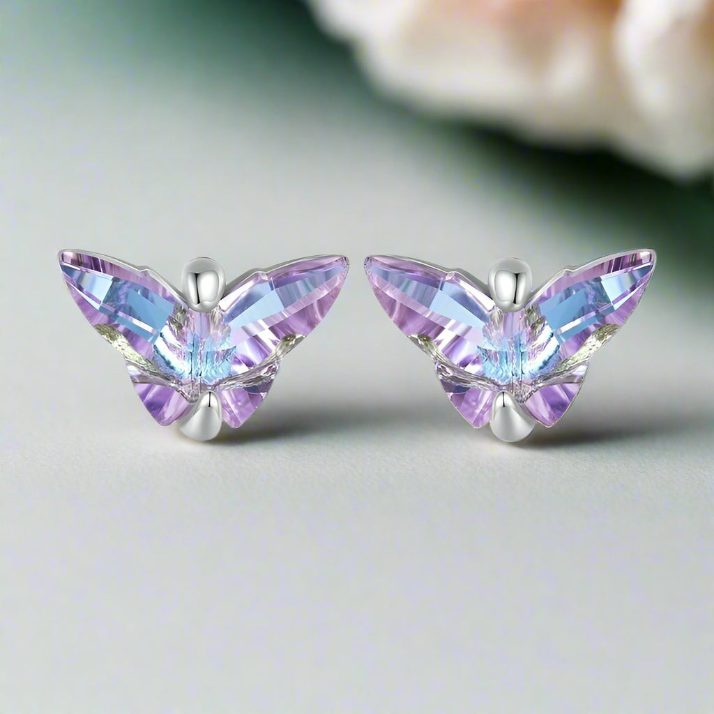 Purple Butterfly Stud Earrings-Evani Naomi Jewelry