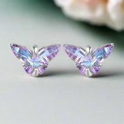 Purple Butterfly Stud Earrings-Evani Naomi Jewelry