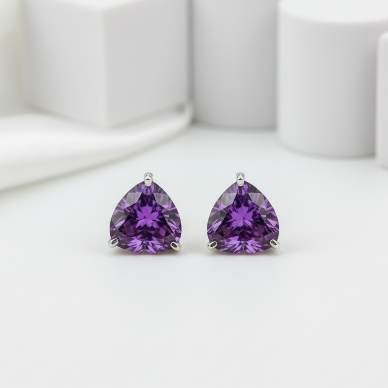 2.7 ct Heart-cut Amethyst Stud Earrings-Evani Jewelry