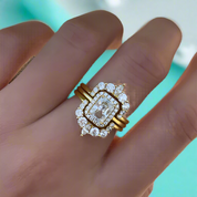 Radiant Cut 3pcs Yellow Gold Bridal Set-Evani Naomi Jewelry
