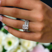 Radiant Cut 4.0ct Diamond Bridal Set-Evani Naomi Jewelry