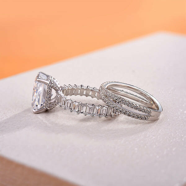 Radiant Cut 4.0ct Diamond Bridal Set-Evani Naomi Jewelry
