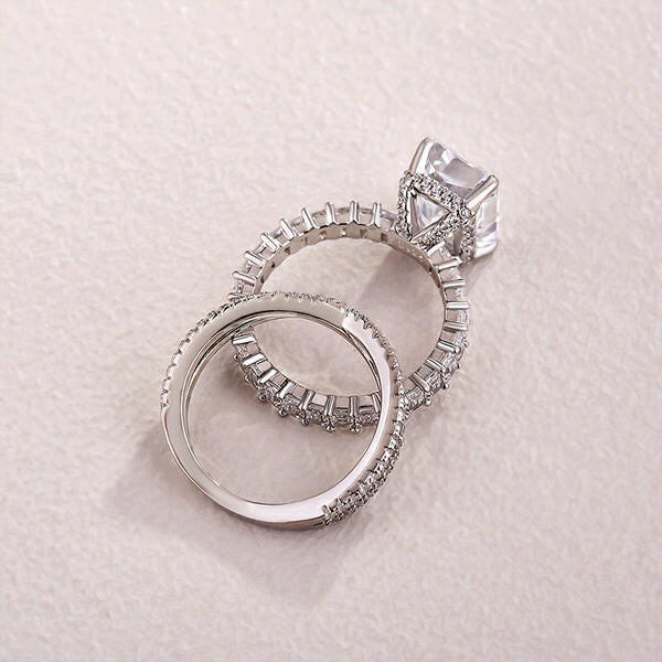 Radiant Cut 4.0ct Diamond Bridal Set-Evani Naomi Jewelry