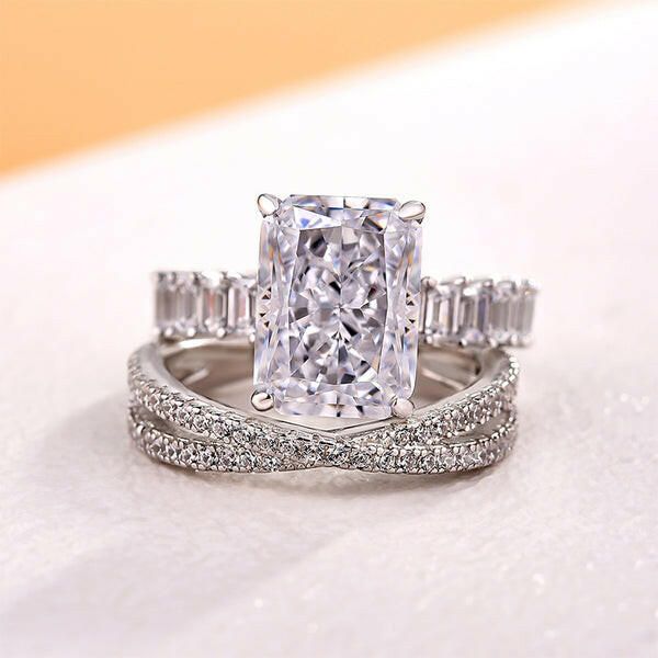 Radiant Cut 4.0ct Diamond Bridal Set-Evani Naomi Jewelry