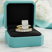 Diamond Radiant Cut 5.0ct Yellow Gold Bridal Ring Set-Evani Jewelry