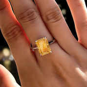 Radiant Cut 5.0ct Yellow Sapphire White Gold Engagement Ring-Evani Naomi Jewelry