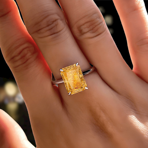 Radiant Cut 5.0ct Yellow Sapphire White Gold Engagement Ring-Evani Naomi Jewelry