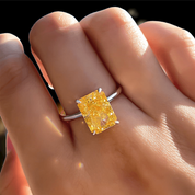 Radiant Cut 5.0ct Yellow Sapphire White Gold Engagement Ring-Evani Naomi Jewelry