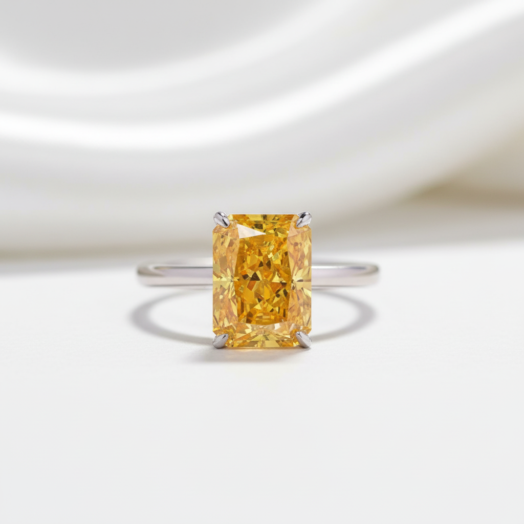 Radiant Cut 5.0ct Yellow Sapphire White Gold Engagement Ring - Evani Naomi Jewelry
