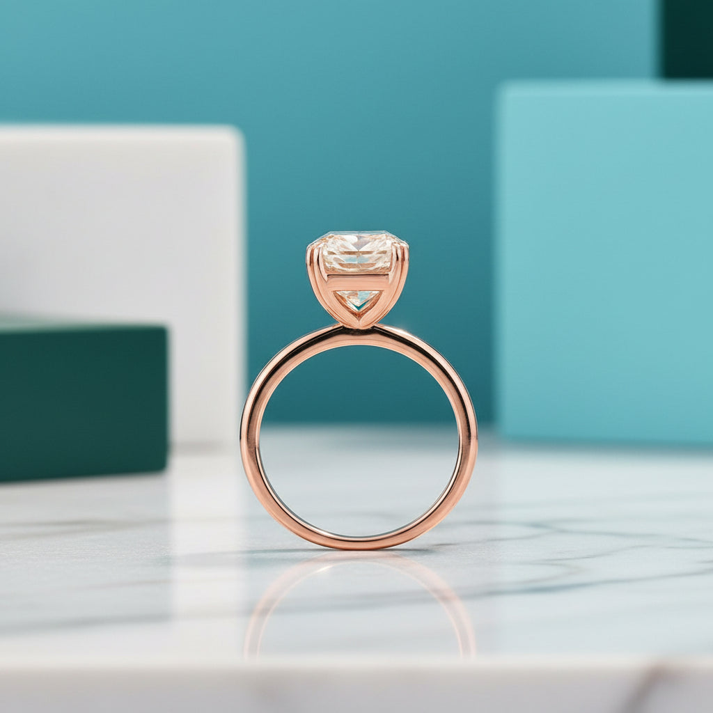 Radiant Cut Champagne Diamond Rose Gold Engagement Ring-Evani Jewelry