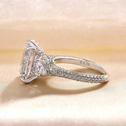 Radiant Cut & Heart Cut 3.0ct Diamond Three Stone Engagement Ring-Evani Naomi Jewelry