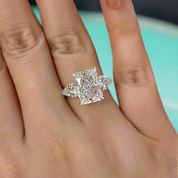 Radiant Cut & Heart Cut 3.0ct Diamond Three Stone Engagement Ring-Evani Naomi Jewelry