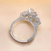 Radiant Cut & Heart Cut 3.0ct Diamond Three Stone Engagement Ring-Evani Naomi Jewelry